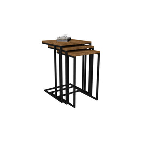 Set 3 masute Pino, nuc/negru, 100% PAL melaminat, 40x60x40 cm