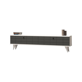 Comoda TV Alberi, alb/gri, PAL melaminat, 160x35x25 cm