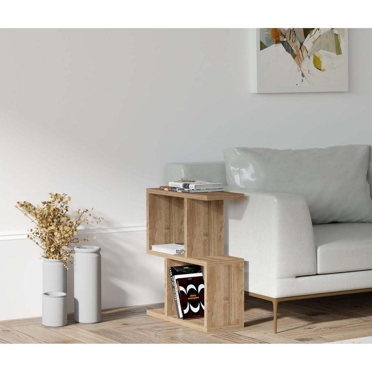 Masuta Zet, din PAL melaminat, nuc, 45x17x52 cm