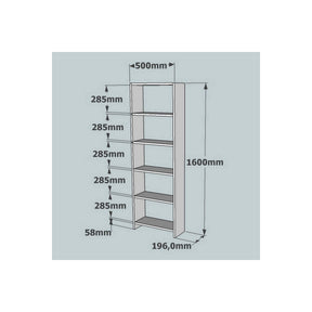 Biblioteca NEW, alb, PAL melaminat, 50x19.6x160 cm