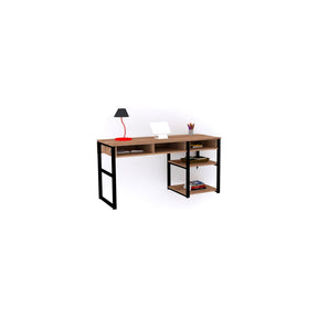 Birou Emro, din PAL melaminat, nuc/negru, 150x59x76 cm