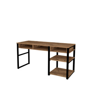 Birou Emro, din PAL melaminat, nuc/negru, 150x59x76 cm