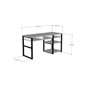 Birou Emro, din PAL melaminat, nuc/negru, 150x59x76 cm