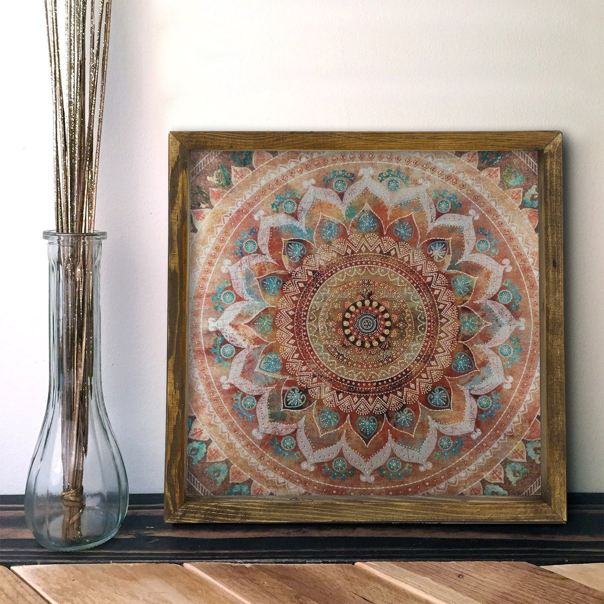 Tablou MZM249, lemn de pin, pictura multicolora, 33x33 cm