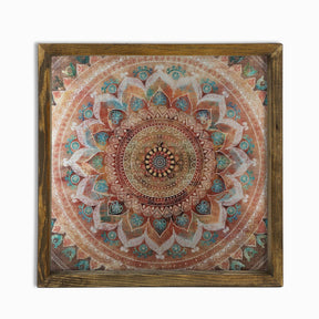 Tablou MZM249, lemn de pin, pictura multicolora, 33x33 cm