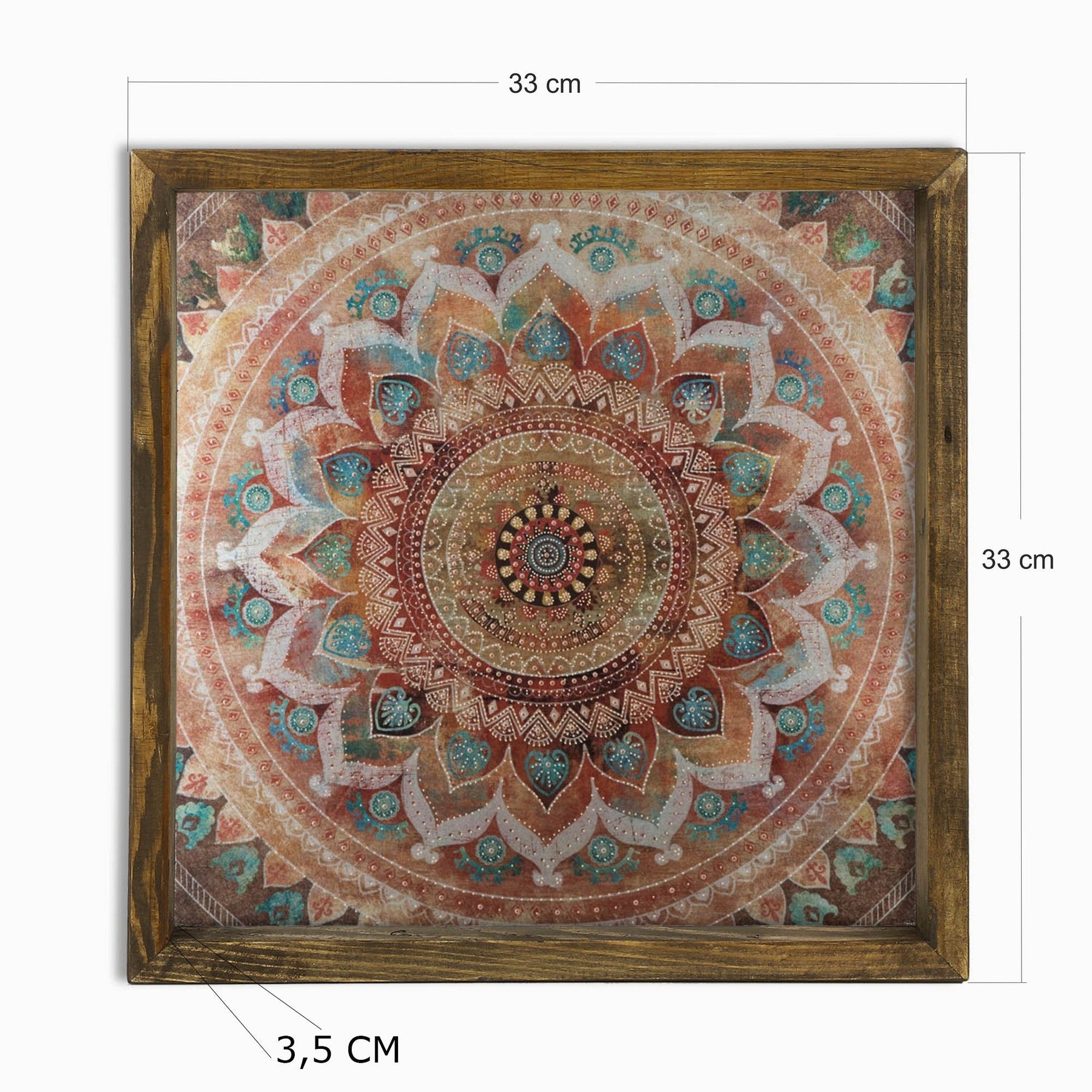 Tablou MZM249, lemn de pin, pictura multicolora, 33x33 cm