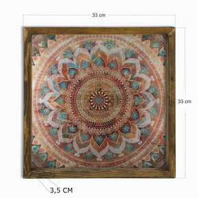 Tablou MZM249, lemn de pin, pictura multicolora, 33x33 cm