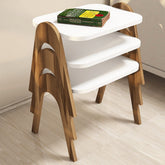 Set 3 masute Paris, din PAL melaminat, nuc/alb, 48.6x42x35.5 cm