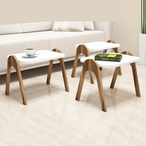 Set 3 masute Paris, din PAL melaminat, nuc/alb, 48.6x42x35.5 cm