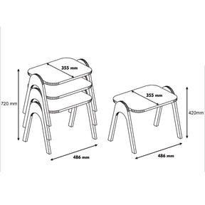 Set 3 masute Paris, din PAL melaminat, nuc/alb, 48.6x42x35.5 cm