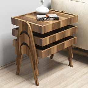 Set 3 masute Roma, nuc, 100% PAL melaminat, 54x64x40 cm