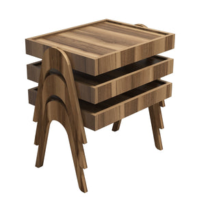 Set 3 masute Roma, nuc, 100% PAL melaminat, 54x64x40 cm