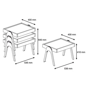 Set 3 masute Roma, nuc, 100% PAL melaminat, 54x64x40 cm