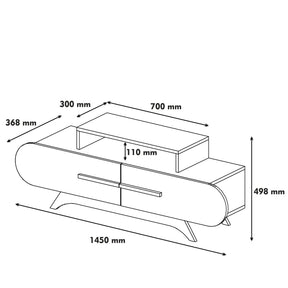 Comoda Rose, din PAL melaminat, nuc/alb, 145x37x50 cm