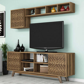 Set Living Inci, din PAL melaminat, nuc, 160x35 cm