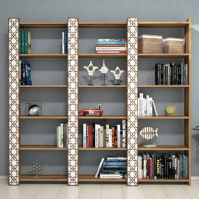 Biblioteca City 3, alb/alun, PAL melaminat, 185x170x24 cm