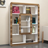 Biblioteca Orkide, din PAL melaminat, alb/nuc, 109x22x140 cm