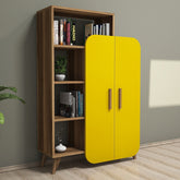 Dulap Form, din PAL melaminat, nuc/galben, 90x32x132 cm