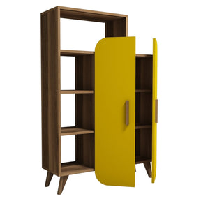 Dulap Form, din PAL melaminat, nuc/galben, 90x32x132 cm