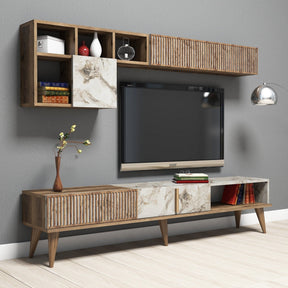 Set Living Milan, 3 piese, din PAL melaminat, alun/alb