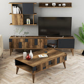 Set Living Madrid, 4 piese, din PAL melaminat, gri antracit