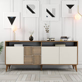 Comoda Milan, din PAL melaminat, alun/crem, 180x35x79 cm