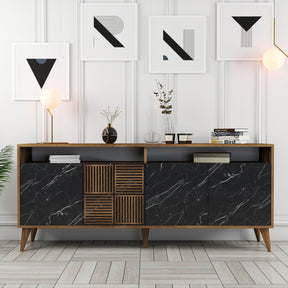 Comoda Milan, nuc/negru, PAL melaminat, 180x79x35 cm