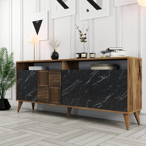 Comoda Milan, nuc/negru, PAL melaminat, 180x79x35 cm