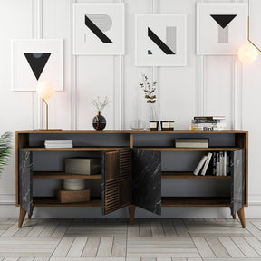 Comoda Milan, nuc/negru, PAL melaminat, 180x79x35 cm