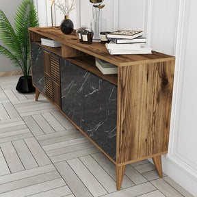 Comoda Milan, nuc/negru, PAL melaminat, 180x79x35 cm