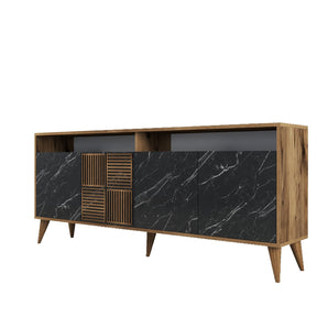 Comoda Milan, nuc/negru, PAL melaminat, 180x79x35 cm