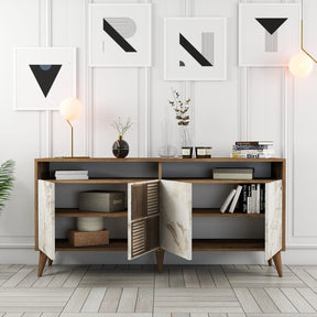 Comoda Milan 160, 100% PAL melaminat, nuc/marmura alba, 160x78x35 cm