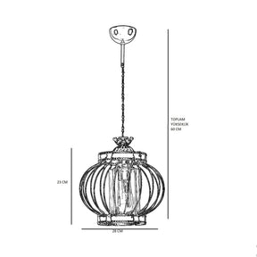 Lustra 846STL1634, cadru metalic/sticla, 28x23x60 cm