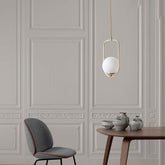 Lampa suspendata Ahu, cadru metalic/sticla, auriu/alb, 70x18 cm