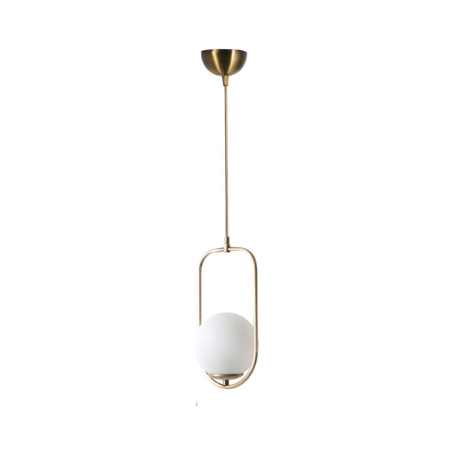 Lampa suspendata Ahu, cadru metalic/sticla, auriu/alb, 70x18 cm
