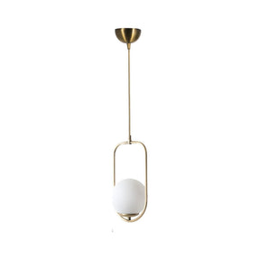 Lampa suspendata Ahu, cadru metalic/sticla, auriu/alb, 70x18 cm