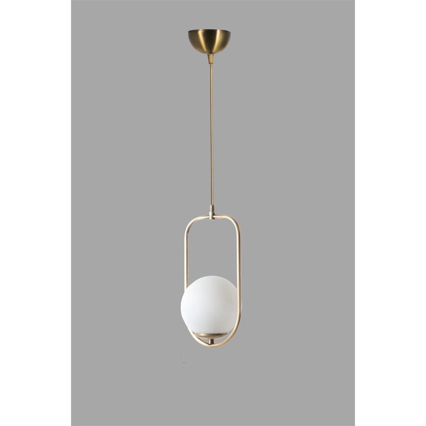 Lampa suspendata Ahu, cadru metalic/sticla, auriu/alb, 70x18 cm