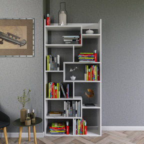 Biblioteca Kuttap, din PAL melaminat, alb, 90x22x182 cm