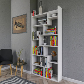Biblioteca Kuttap, din PAL melaminat, alb, 90x22x182 cm