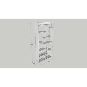 Biblioteca Kuttap, din PAL melaminat, alb, 90x22x182 cm