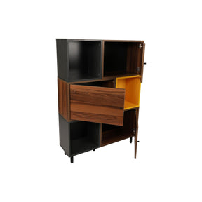 Biblioteca Bengu, nuc, PAL melaminat, 110x140x30 cm