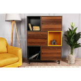 Biblioteca Bengu, nuc, PAL melaminat, 110x140x30 cm