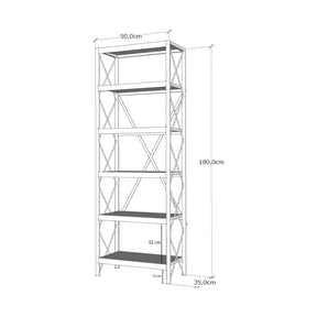 Etajera Suadiye, din PAL melaminat/metal, 50x35x180 cm