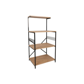 Rafturi Anemon, stejar/negru, PAL melaminat/metal, 60x124x45 cm