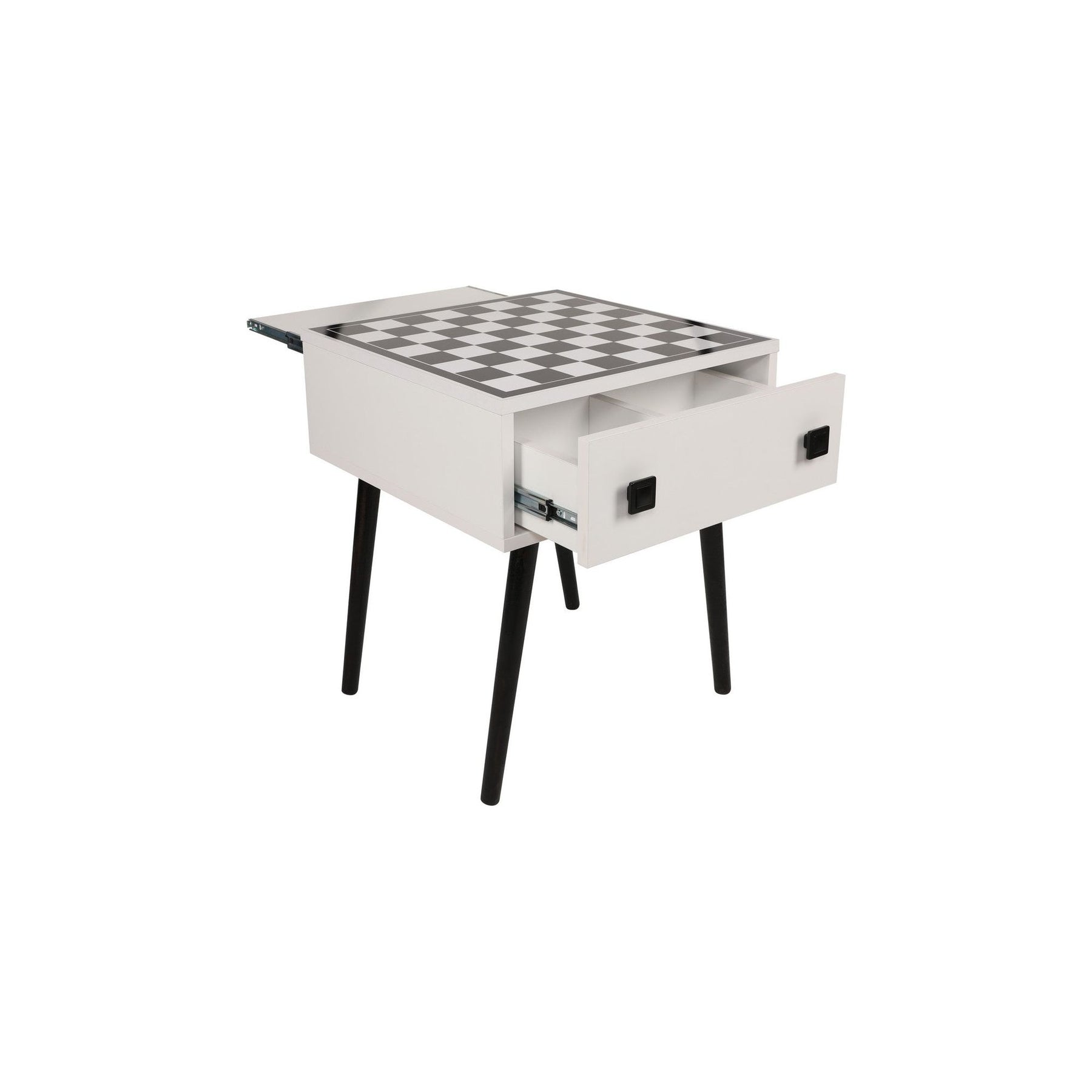 Masa de sah Chesso, alb/negru, PAL melaminat, 50x60x50 cm