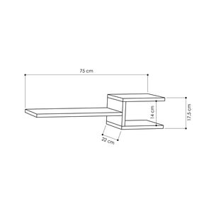 Set 2 rafturi Fork, alb, PAL, 75x22x17 cm