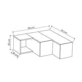 Comoda Tv pe colt Compact, alba, PAL melaminat, 90x32x92 cm