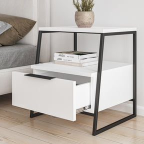 Noptiera 855DTE3547, alb/negru, PAL/metal, 45x41x50 cm