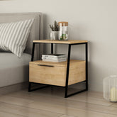 Noptiera Pal 855DTE3548, stejar/negru, PAL/metal, 45x41x50cm