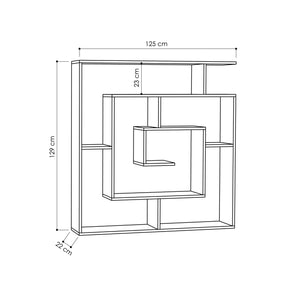Biblioteca Maze, gri antracit, PAL, 125x22x129 cm